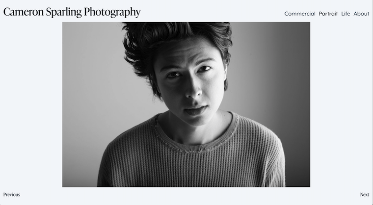 Screenshot of Cameron Sparling Photography photo page