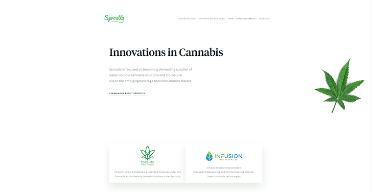 Screenshot of Sproutly homepage